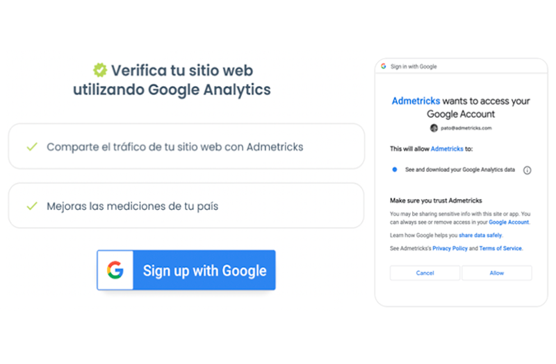 Los beneficios de integrar tus sitios mediante Google Analytics al Media Planner de Admetricks